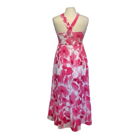 Grace Karin Criss Cross Halterneck Flowly A Line Maxi Dress in Pink Watercolour‎ - Picture 6 of 9